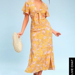 Bohemian Yellow Floral print tie-front Maxi Dress